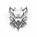 samurai werewolf tattoo design idea