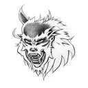 samurai werewolf tattoo design idea
