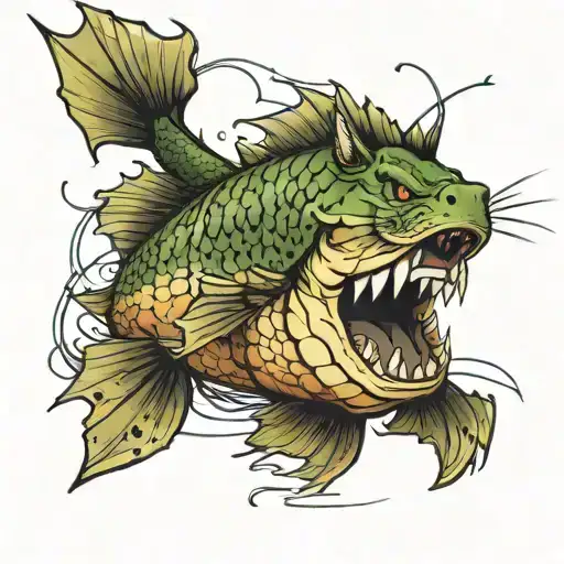  ### Concept: Realistic Gon Fishing on a Flowing River  **1. **Main Character**:    - **Gon Freecss**: Ensure Gon is dep tattoo design idea