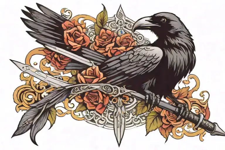 Raven and Sword tattoo design idea