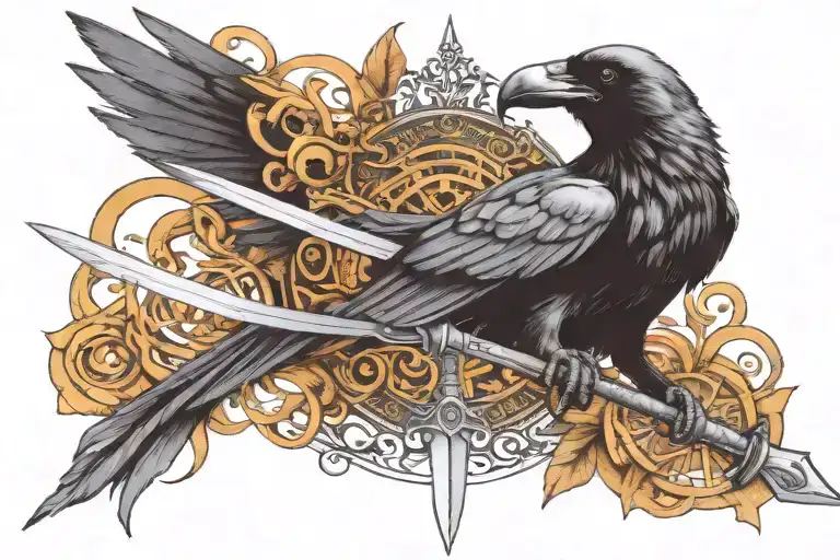 Raven and Sword art online tattoo design idea