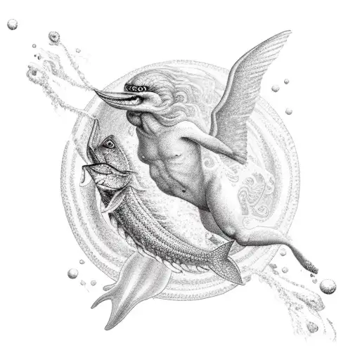 The ocean combined with the universe and the fall of icarus between them  tattoo design idea
