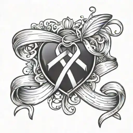 cancer ribbon and heartbeat tattoo design tattoo design idea