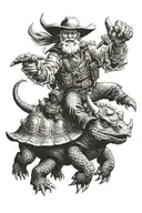 alligator snapping turtle riding a Texas longhorn Bull Rider tattoo design idea