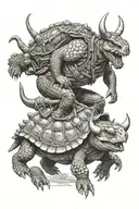 alligator snapping turtle riding a Texas longhorn Bull Rider tattoo design idea
