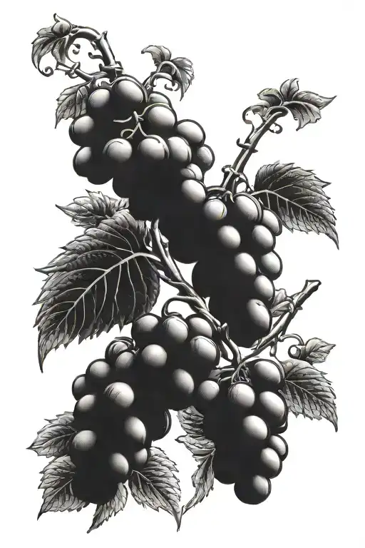 grape vine, two opinions symbolizing goodness and aggression. tattoo design idea