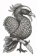 ugly duckling siluet holding knife stuck tattoo design idea