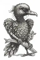 ugly duckling siluet holding knife stuck tattoo design idea