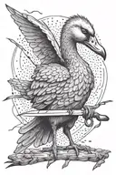 ugly duckling holding knife cutting tattoo design idea