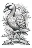 ugly duckling holding knife cutting tattoo design idea
