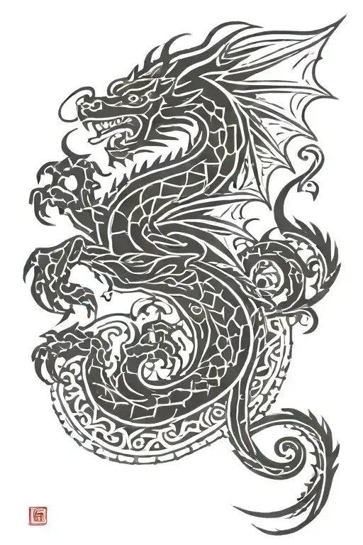 welsh Dragon sleeve tattoo design idea