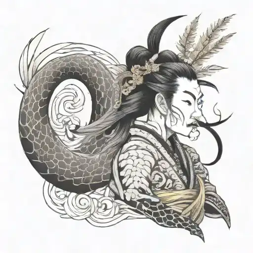 samuri wearing straw jingasa tattoo design idea