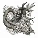 samuri wearing straw jingasa tattoo design idea