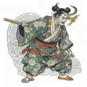 samuri wearing straw jingasa tattoo design idea