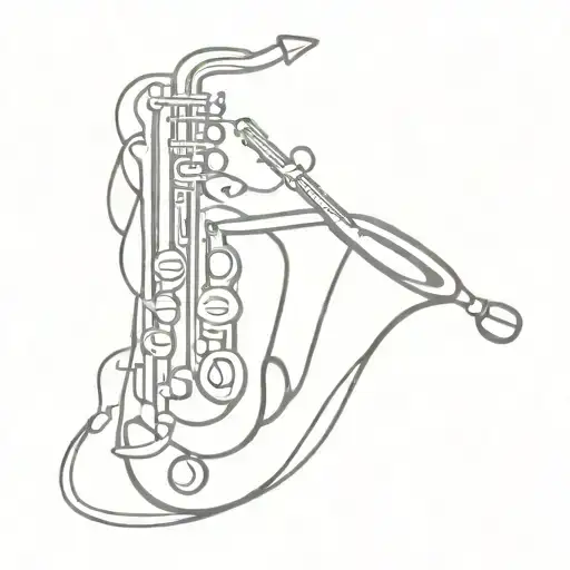 saxophone intertwined tattoo design idea