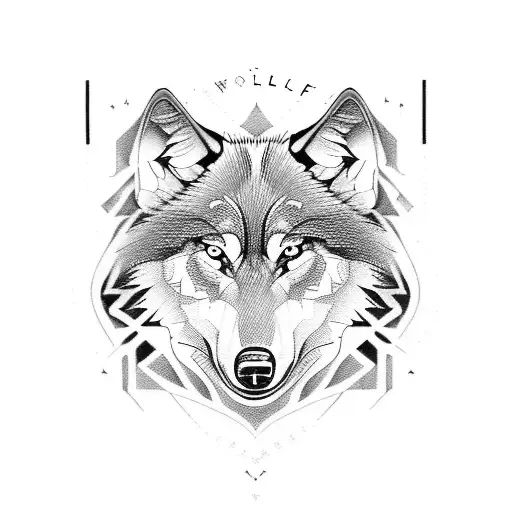 Wolf in Polynesian with Jeep symbols tattoo design idea
