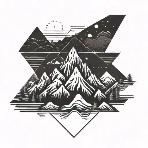 mountains minimalism tattoo design idea