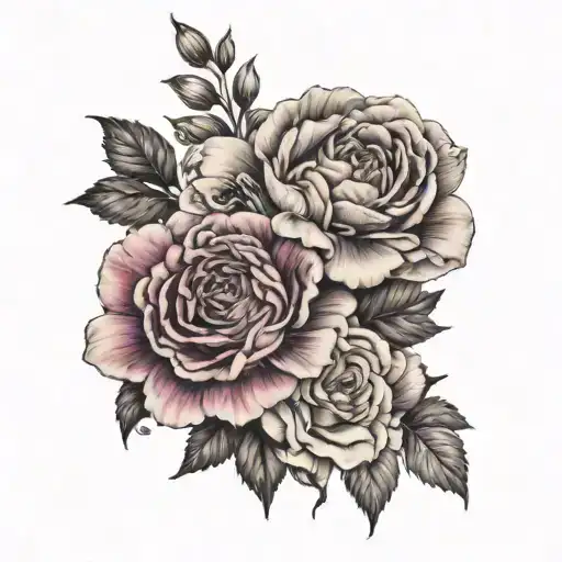 Carnation, Carnation, Violet, Chrysanthemum, Daisy, Gladiolus, Daffodil, Rose, Cosmo, Rose, Cosmo. Half sleeve  tattoo design idea