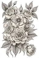 Carnation, Carnation, Violet, Chrysanthemum, Daisy, Gladiolus , daffodil, Rose, Cosmo, Rose, Cosmo tattoo design idea
