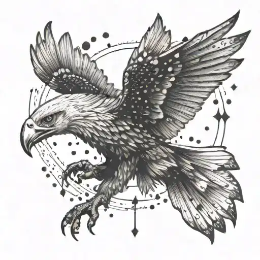 flying eagle star in its claws emerging tattoo design idea