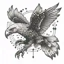 flying eagle star in its claws emerging tattoo design idea