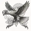 flying eagle star in its claws emerging tattoo design idea