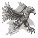 flying eagle star in its claws emerging tattoo design idea