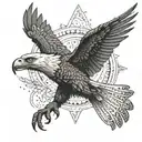 flying eagle star in its claws emerging tattoo design idea