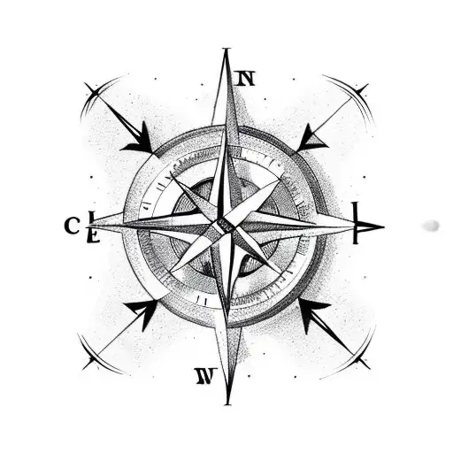 A minimalist heart with a compass with the initials S, M, and D and the following numbers 2, 11, 3 and 17 inside. tattoo design idea