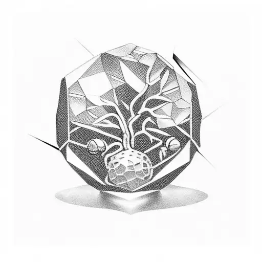 A unique design combining crystal balls and climbing plants tattoo design idea