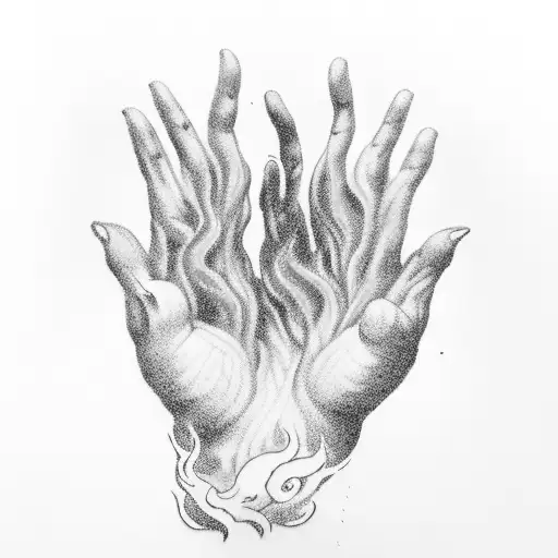  image of a hand reaching out from a cloud of swirling, multicolored smoke. The hand is intricately detailed, with every tattoo design idea