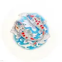 The focal point of the design is a vibrant and intricately detailed koi fish swimming gracefully across the front. The k tattoo design idea