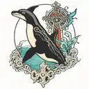 lighthouse orca whale Celtic cross tattoo design idea