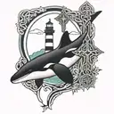 lighthouse orca whale Celtic cross tattoo design idea
