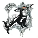 lighthouse orca whale Celtic cross tattoo design idea