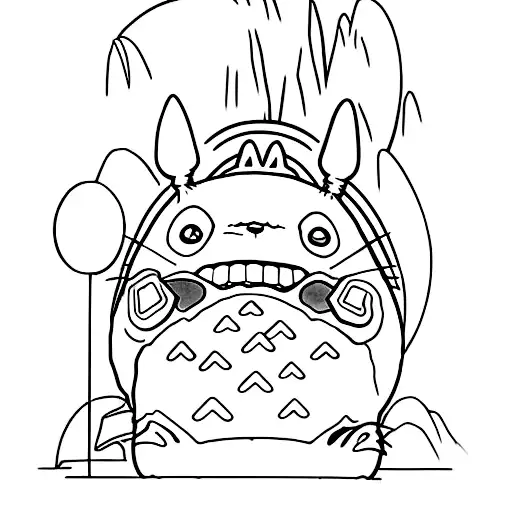 Totoro, line work tattoo design idea