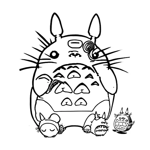 Totoro, line work tattoo design idea