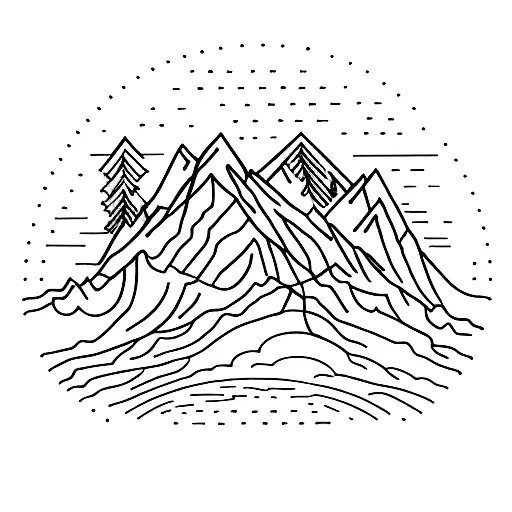 Teton Mountain Range from Grand teton to Mount Moran tattoo design idea