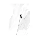a persons shadow rappelling down a mountain  tattoo design idea