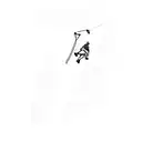 a persons shadow rappelling down a mountain  tattoo design idea