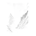 a persons shadow rappelling down a mountain  tattoo design idea