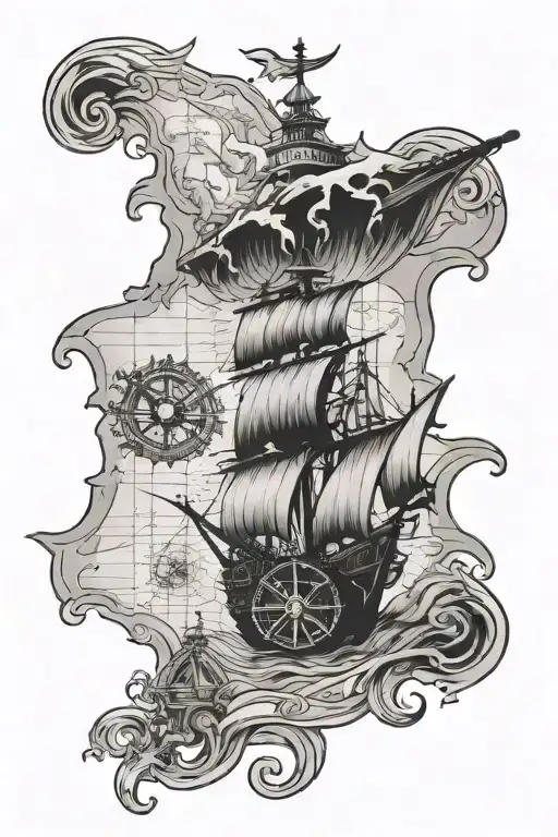 treasure map tattoo design idea