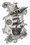 treasure map tattoo design idea