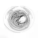 A celestial cobra coiled around a crescent moon tattoo design idea