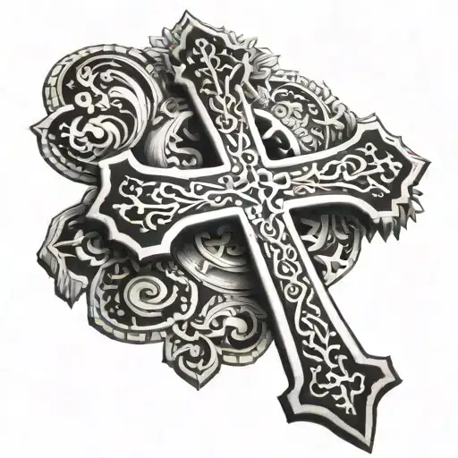 A back's big orthodox cross  tattoo design idea