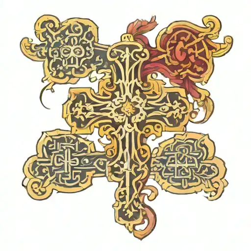 A back's big orthodox cross tattoo design idea