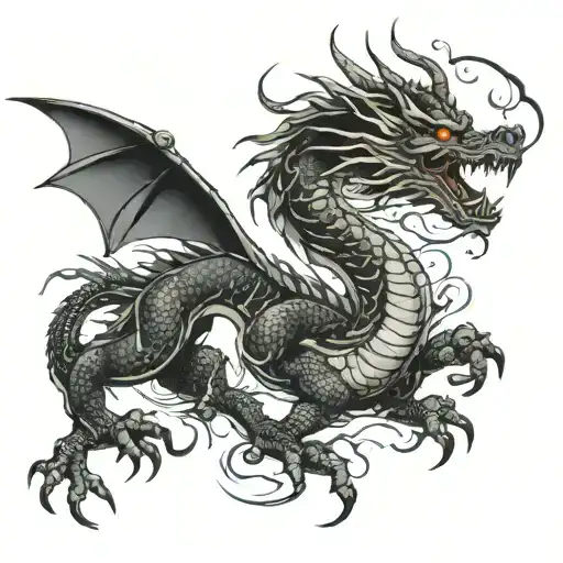 evil Chinese dragon tattoo design idea