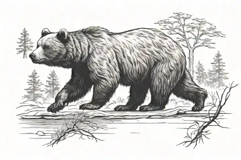 bear walking tattoo design idea