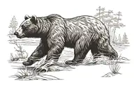 bear walking tattoo design idea