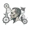 A tattoo showcasing the bond between generations, with a design featuring a father and son silhouette surrounded by symbols of evolution like DNA strands and fossils tattoo design idea